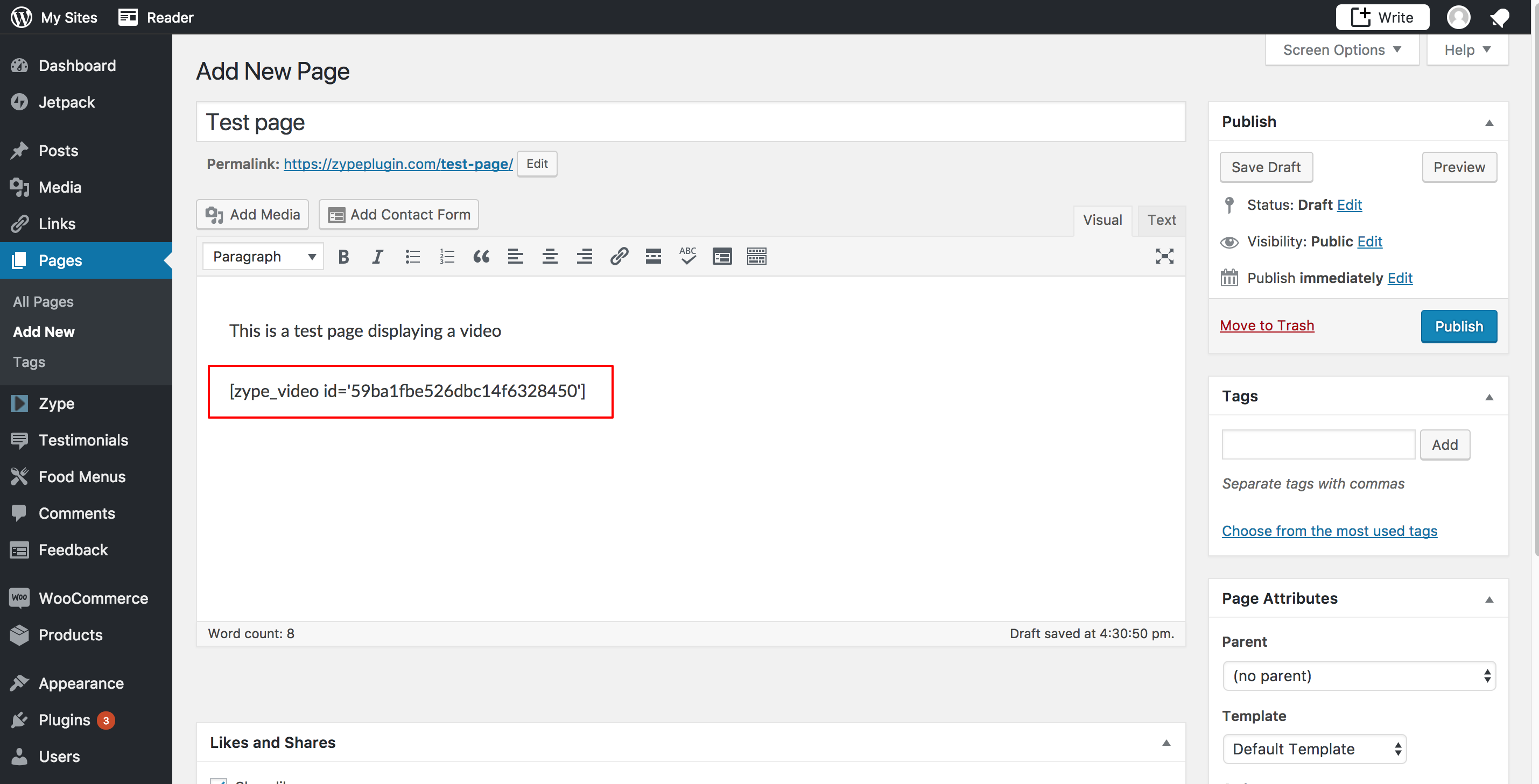 WP 12 - video shortcode added to page.png