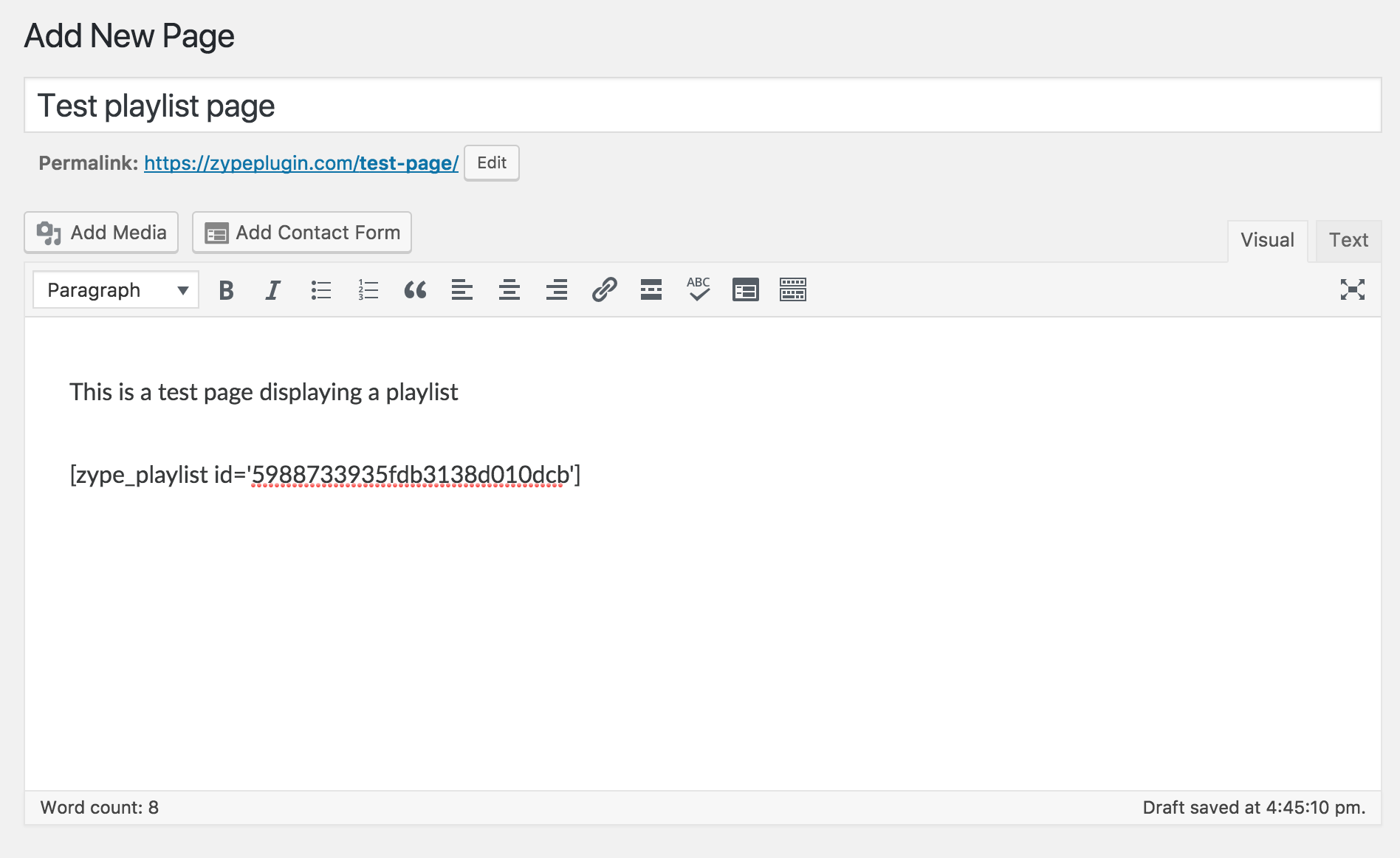 WP 15 - playlist shortcode added to page.png