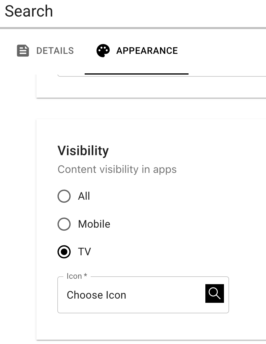 Visibility settings